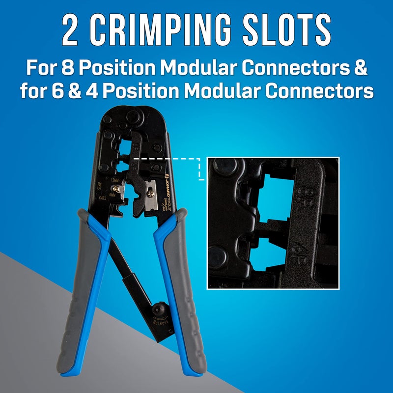 Jonard Tools UC-864 6-in-1 Modular Cut Strip and Crimping Tool for CAT3, CAT5e, CAT6, CAT6A cables and RJ11, RJ12, RJ45 Connectors - Image 5